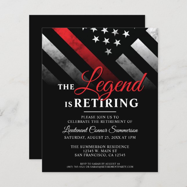 Budget Firefighter Retirement Party Invitation (Front/Back)