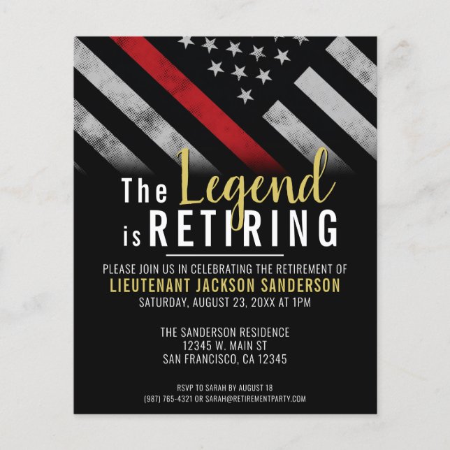 Budget Firefighter Retirement Party Invitation (Front)