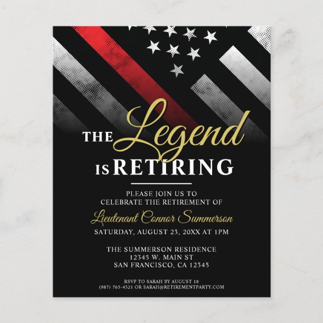 Budget Firefighter Retirement Party Invitation (Front)