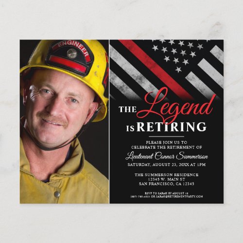 Budget Firefighter Retirement Photo Invitation
