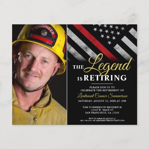 Budget Firefighter Retirement Photo Invitation