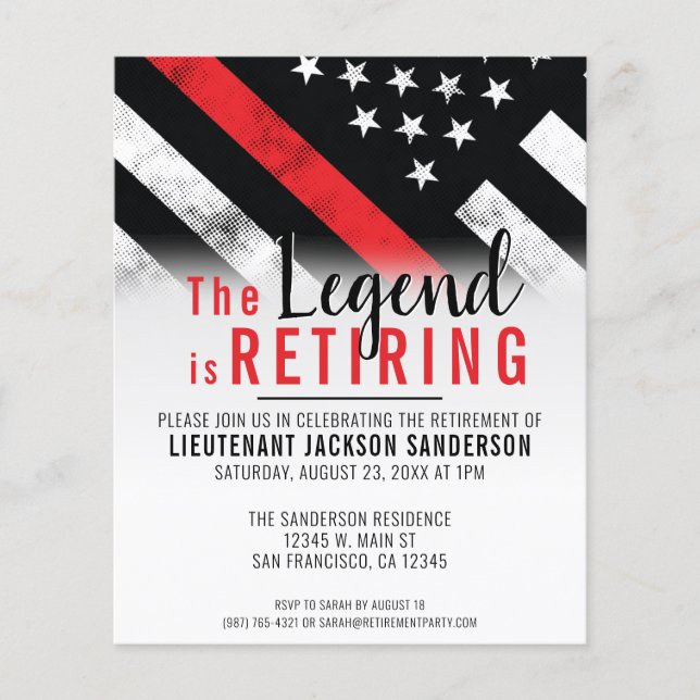 Budget Firefighter Retirement Red Line Fireman (Front)