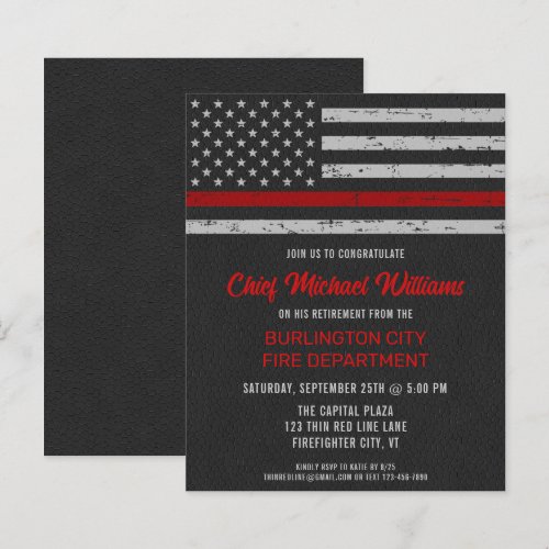 Budget Firefighter Retirement Thin Red Line Invite