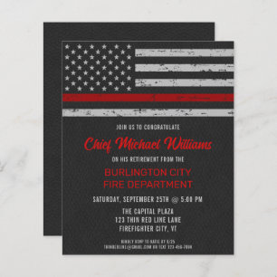 Budget Firefighter Retirement Thin Red Line Invite