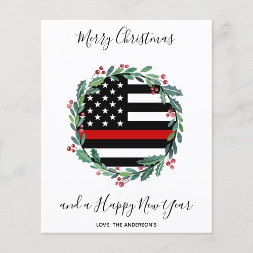 Budget Firefighter Thin Red Line Christmas Card