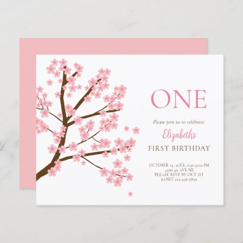 Budget First Birthday Spring Cherry Blossoms Cute