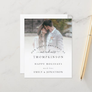 Budget First Christmas Mr and Mrs Photo Names Card