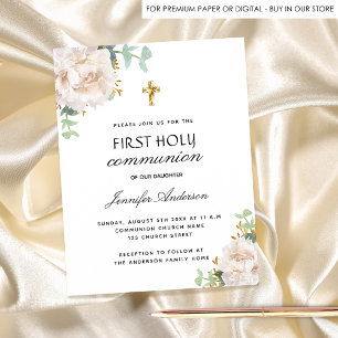 Budget first communion eucalyptus white floral