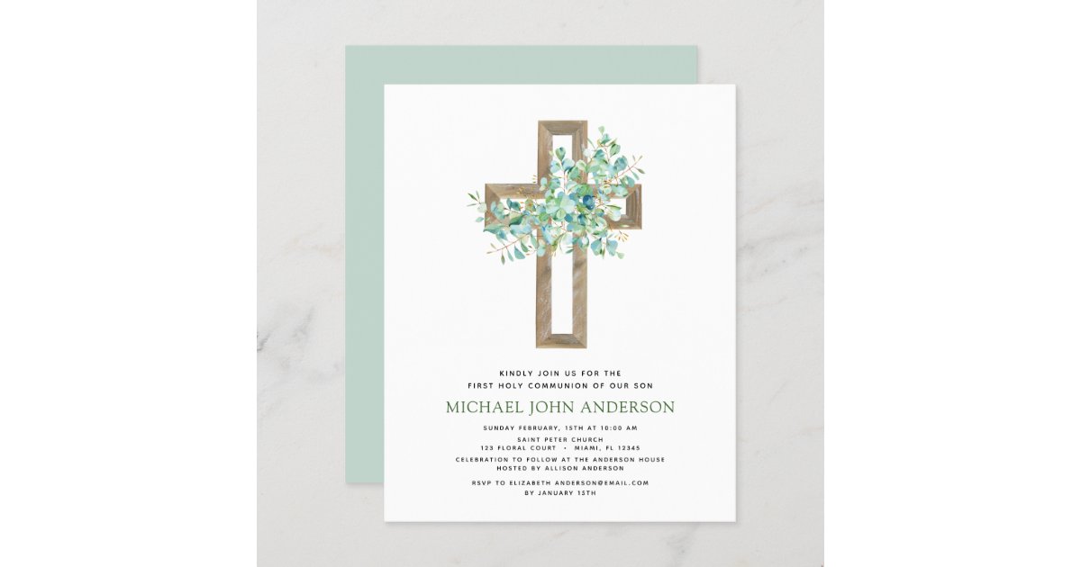 Budget First Holy Communion Greenery Eucalyptus | Zazzle