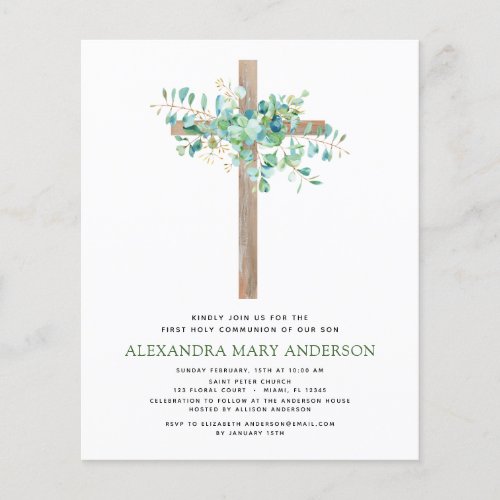Budget First Holy Communion Greenery Eucalyptus Flyer