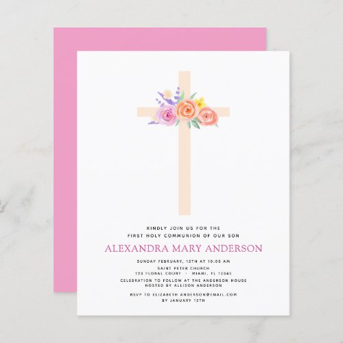 Budget First Holy Communion Pastel Floral Pink