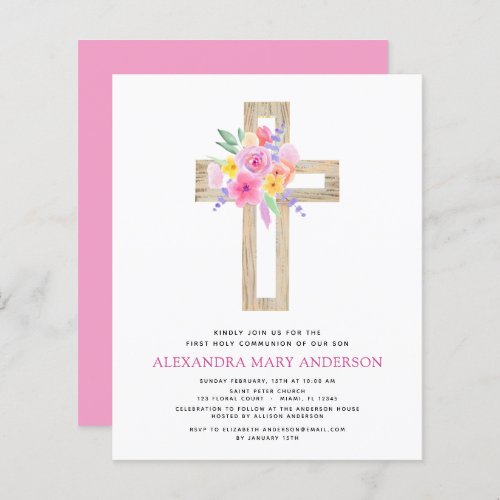 Budget First Holy Communion Pastel Floral Pink