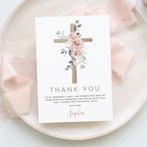 Budget First Holy Communion Thank You Dusty Pink