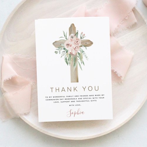 Budget First Holy Communion Thank You Dusty Pink