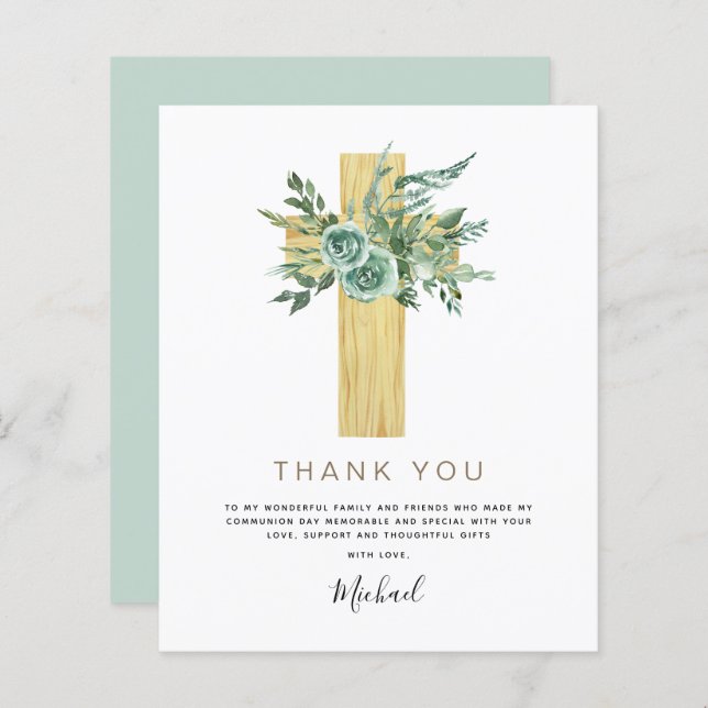 Budget First Holy Communion Thank You Eucalyptus (Front/Back)