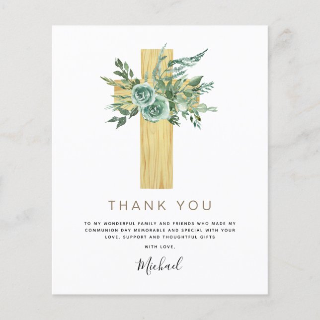 Budget First Holy Communion Thank You Eucalyptus (Front)