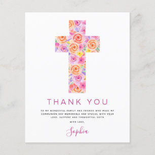 Budget First Holy Communion Thank You Floral Pink Flyer