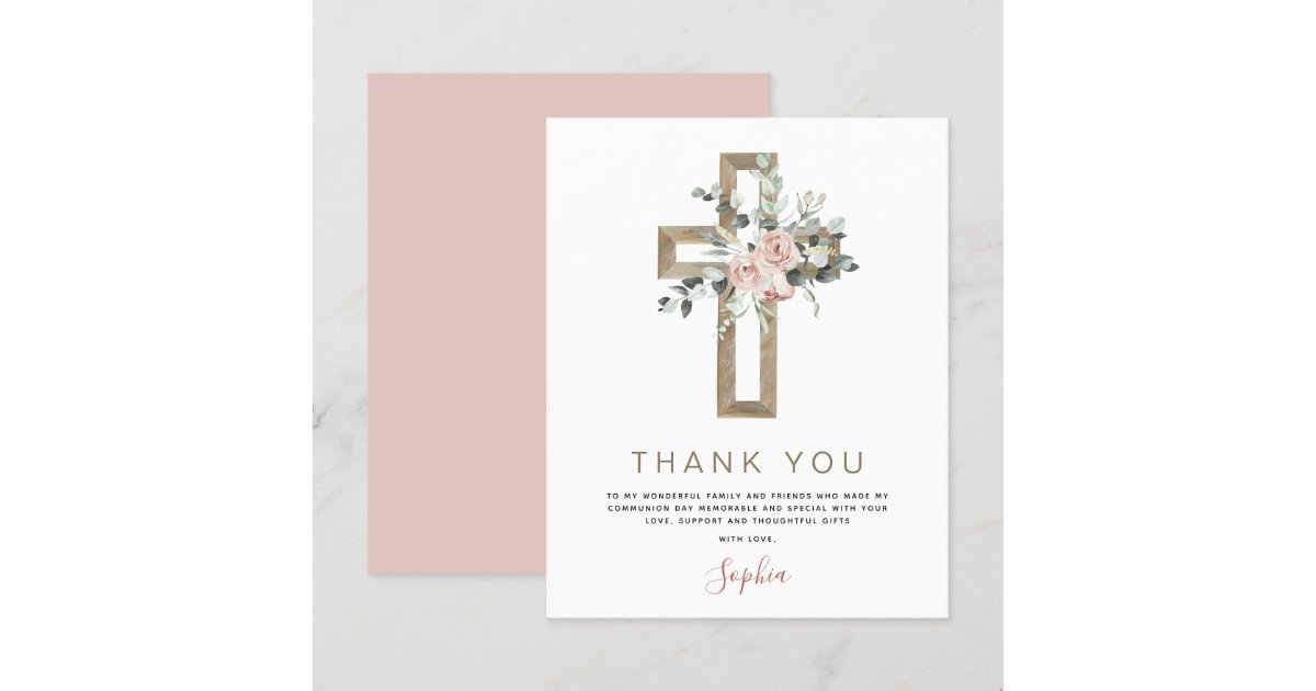 Budget First Holy Communion Thank You Pink Zazzle