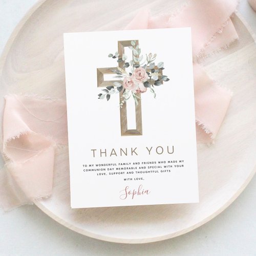 Budget First Holy Communion Thank You Pink Flyer