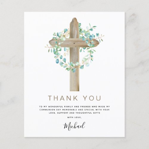 Budget First Holy Communion Thank You Sage Green Flyer