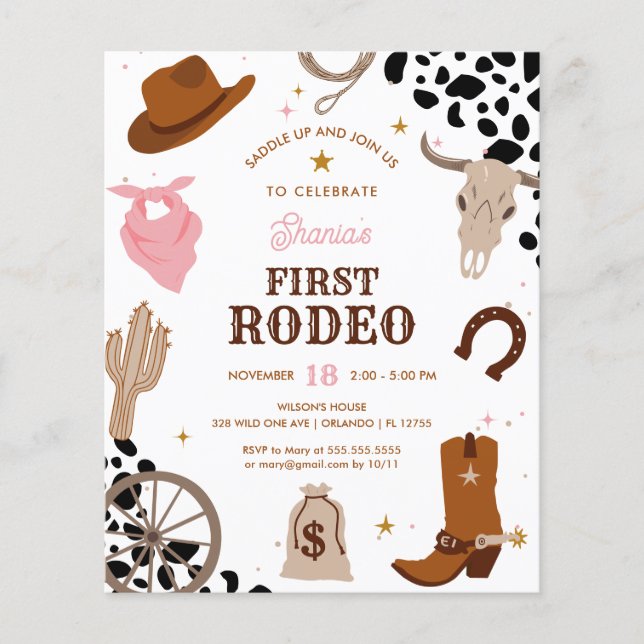 Budget First Rodeo Wild West Girl First Birthday (Front)