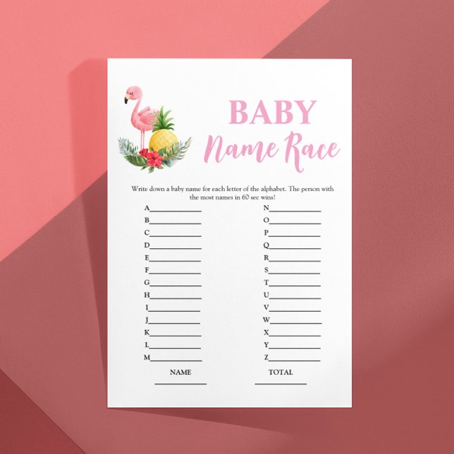 Budget Flamingo Baby Name Race Baby Shower Game (Creator Uploaded)