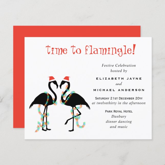 Budget Flamingo Christmas Party Invitations (Front/Back)