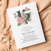 Budget Floral 15th Birthday Quinceanera Invitation