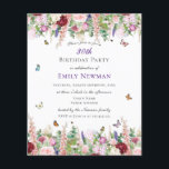 Budget Floral 30th Birthday Party Invitation<br><div class="desc">This budget friendly, modern and feminine 30th birthday party invitation would be perfect for an outdoors birthday celebration held during spring or summer. The design features pretty and bohemian watercolor pink and purple flowers including roses, tulips, lavender and eucalyptus greenery with brightly colored butterflies and bumble bees flying around. You...</div>