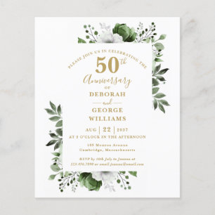 Budget Floral 50th Wedding Anniversary Invitation