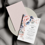 Budget Floral 60th Birthday Dusty Blue Pink Card<br><div class="desc">Send out the invitations for the upcoming milestone party with our Modern Pastel Pink Indigo Blue Watercolor Floral note cards. Featuring beautiful botanical watercolor bloom. Simply personalize with the party details by clicking the customize it button to further re-arrange and format the style and placement of the text. TIP: Add...</div>