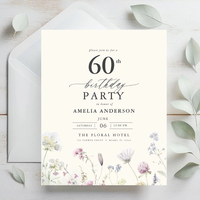 Budget Floral 60th Birthday Invitation (Creator Uploaded)