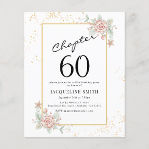 Budget Floral 60th Birthday Invitation Flyer