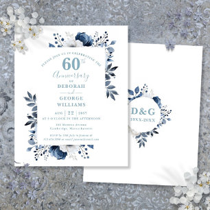 Budget Floral 60th Wedding Anniversary Invitation