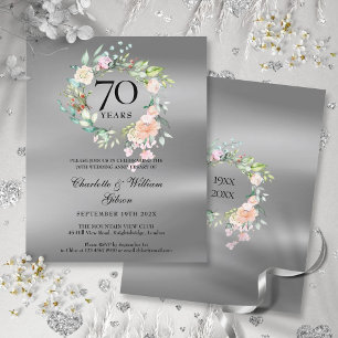Budget Floral 70th Anniversary Invitation