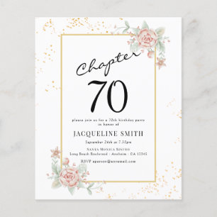 Budget Floral 70th Birthday Invitation Flyer
