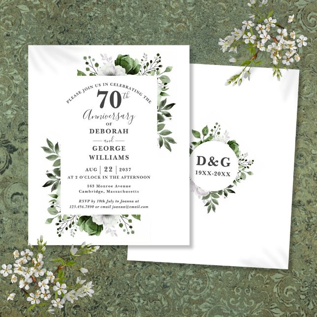 Budget Floral 70th Wedding Anniversary Invitation (Budget Floral 70th Wedding Anniversary Invitation)