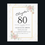 Budget Floral 80th Birthday Invitation Flyer<br><div class="desc">Sophisticated and elegant script birthday invitation. LOW BUDGET INVITATION FLYERS. *** PLEASE NOTE this budget option is a flyer (no envelopes included) hence the low price - The SATIN option is the thicker choice. The design has an additional text template on the rear (yes, added value!) for extra details such...</div>
