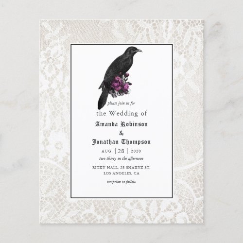 Budget Floral and Lace Gothic Wedding Invitation Flyer