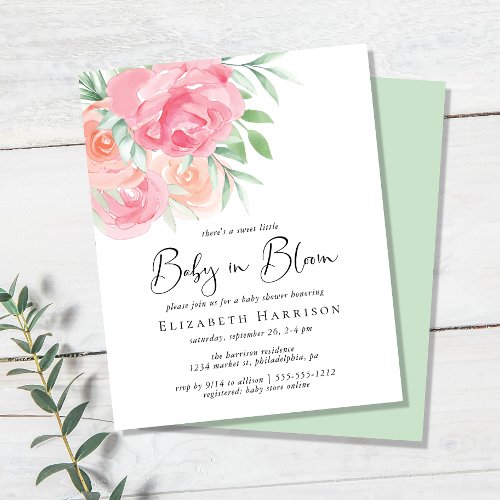 Budget Floral Baby in Bloom Shower Invitation