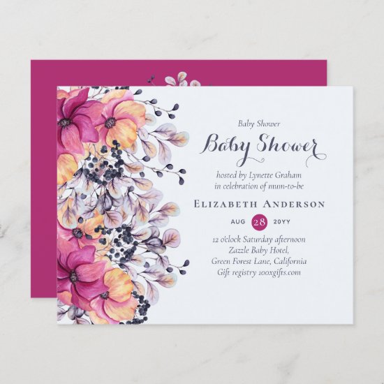 BUDGET Floral Baby Shower Invite Modern Template