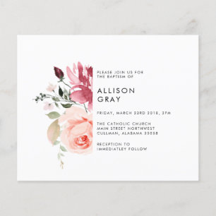 Budget Floral Baptism Invitation Flyer