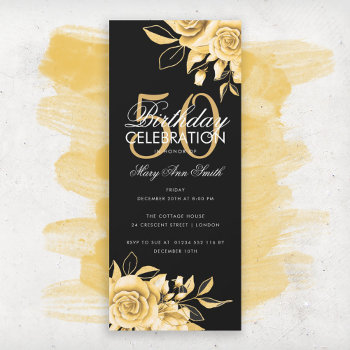 Budget Floral Birthday Party Elegant Gold & Black by Rewards4life at Zazzle
