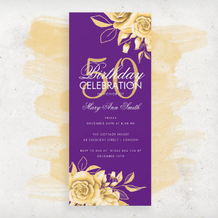 Budget Floral Birthday Party Elegant Gold & Purple