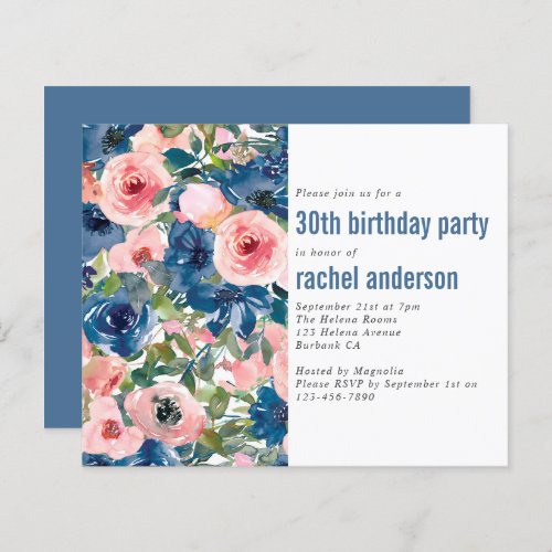 Budget Floral Birthday Party Invitation