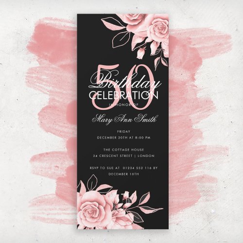 Budget Floral Birthday Party Rose Gold Black