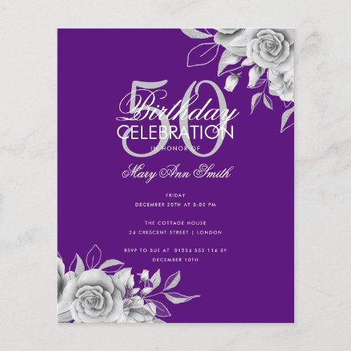 Budget Floral Birthday Party Silver  Purple 