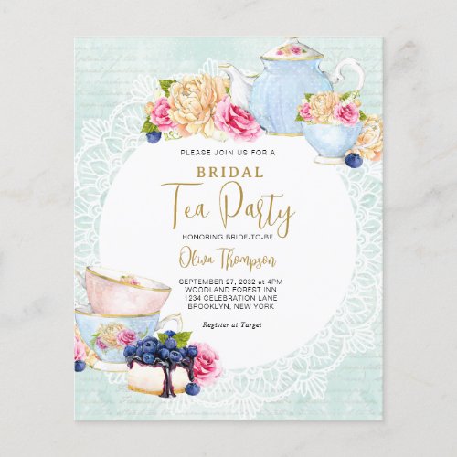 BUDGET Floral Blueberry Teapot Bridal Tea Party