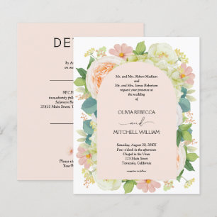 Budget Floral Blush Pink Wedding All in One Invite