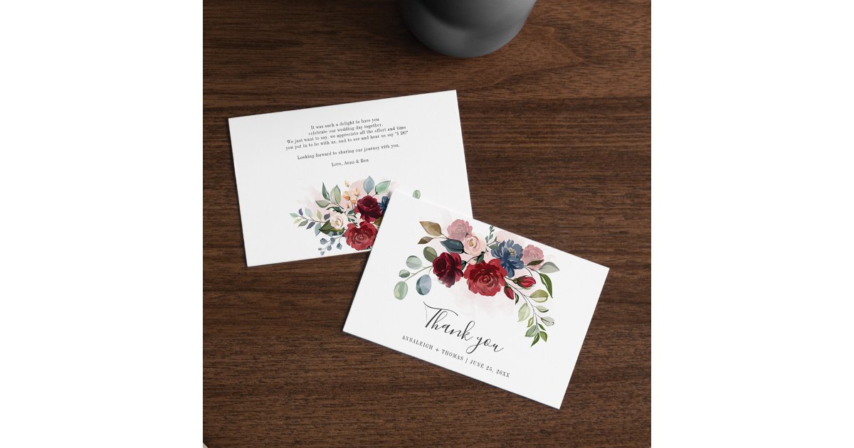 Budget Floral Botanical Greenery Wedding Thank You Note Card | Zazzle
